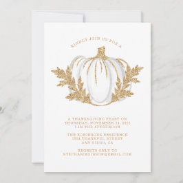 Guld Foliage Pumpkin Thanksgiving Dinner Inbjudningar