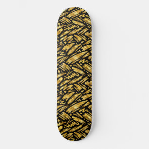 Guld Folie Abstrakt Mönster Mini Skateboard Bräda 18,5 Cm