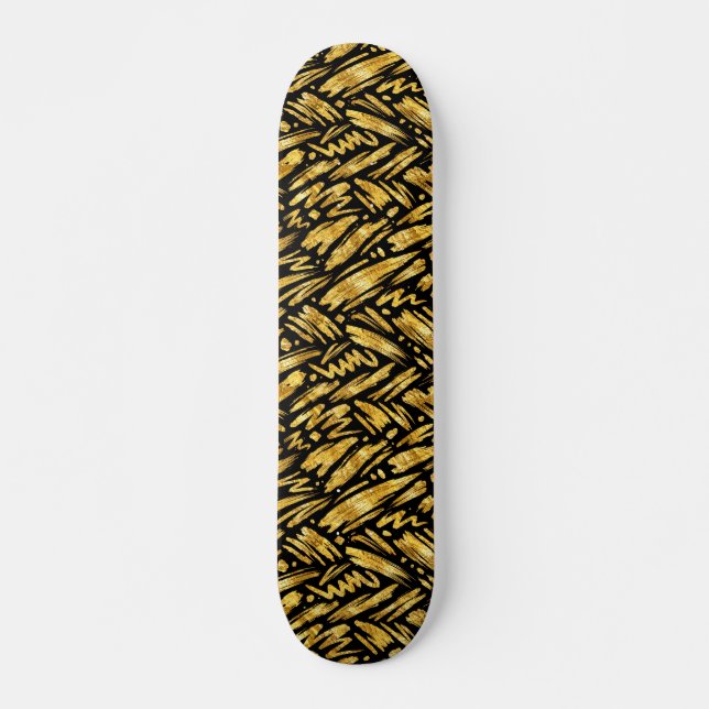 Guld Folie Abstrakt Mönster Mini Skateboard Bräda 18,5 Cm (Framsida)