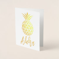 Guld Folie Aloha-kort med Ananas Mönster