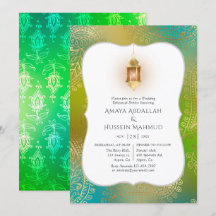 Guld Folie Arabisk Bollywood Övningsmiddag Inbjudningar