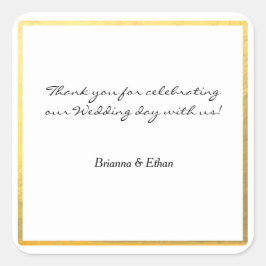 Guld folie bröllopspresent favor etikettmärkning fyrkantigt klistermärke