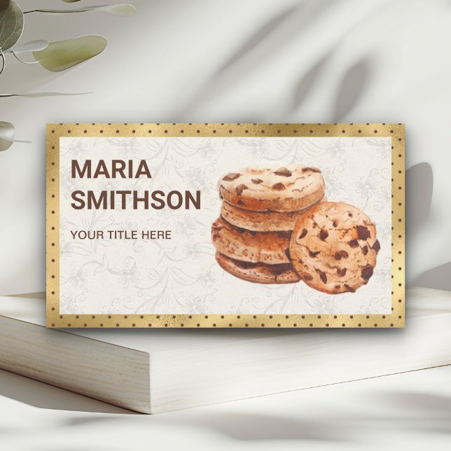 Guld Folie Choklad Chip Cookies Bageri Visitkort (Skapare uppladdad)