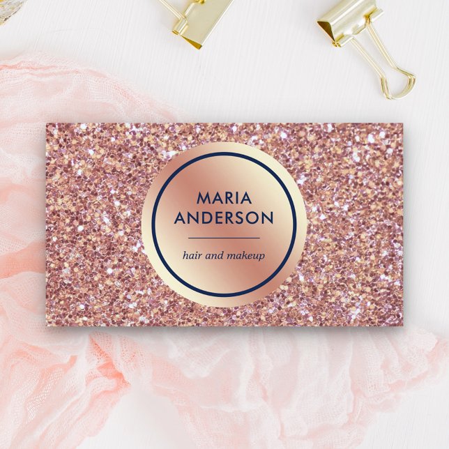 Guld Folie Cirkel Rosa Guld Sekvenser Glitter Smin Visitkort (Skapare uppladdad)