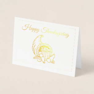 Guld Folie Cornucopia Thanksgiving Högtidskort Folierat Kort