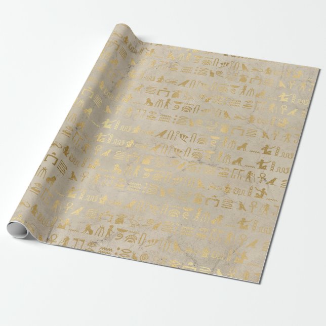 Guld Folie Egyptisk Tematisk Fest Presentpapper (Utrullad)