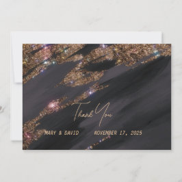 Guld Folie Elegant Svart Tacksamhetskort Tack Kort