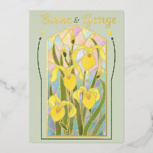 Guld Folie Färgat Glas Iriser Inbjudan