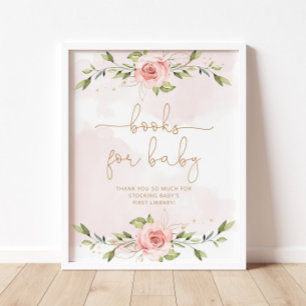 guld folie för baby Poster vid rosan blommigt för