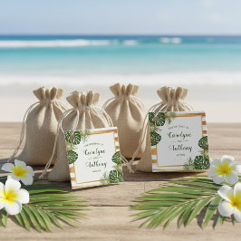 Guld Folie & Grönt Palmblad Strandbröllop Gåvor Etiketter