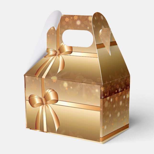 Guld Folie, Guld Band Bågar Högtidlig Jul Förmånsl Presentaskar (Framsidan Sidan)
