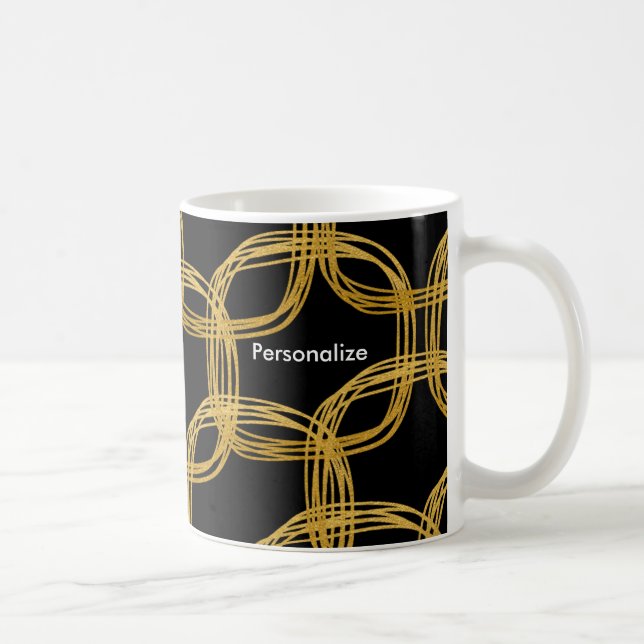 Guld folie klotter cirkel modern kaffemugg kopp (Höger)