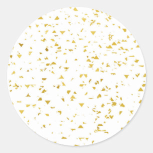 Guld-folie konetti,mönster,vit,chic,elegant,roligt runt klistermärke
