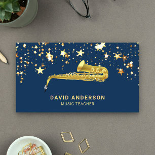Guld Folie Konfetti Elegant Saxofon Saxofonist Visitkort