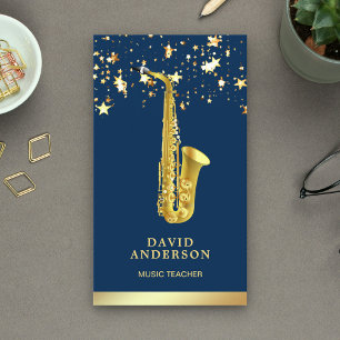 Guld Folie Konfetti Elegant Saxofon Saxofonist Visitkort