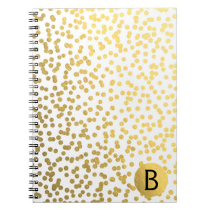 Guld Folie Konfetti Prickar Glam Modernt Monogram Anteckningsbok