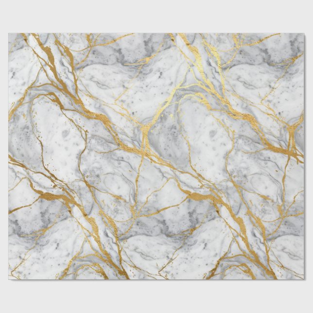 Guld Folie Marmor Inpackningspapper Presentpapper (Platt)