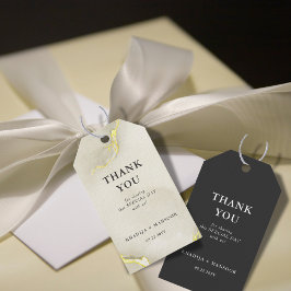 Guld Folie Marmor Struktur Bröllop Tack Presentetikett