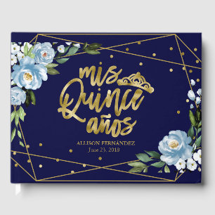 Guld Folie Mörkblommig Quinceanera-fest Gästböcker