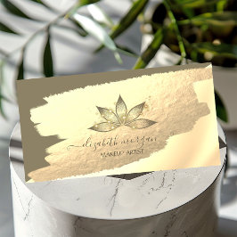 Guld Folie Penseldrag Glitter Lotus Visitkort