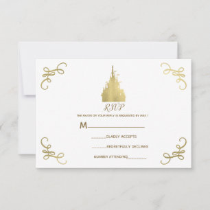 Guld Folie Prinsess Slott Saga RSVP OSA Kort