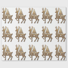Guld Folie Renar med en Julgran Presentpapper