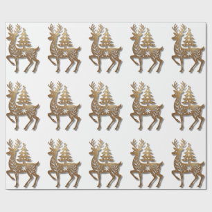 Guld Folie Renar med en Julgran Presentpapper