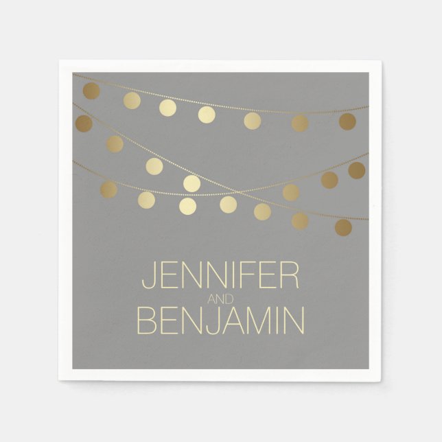 guld folie sladdljus bröllop pappersservett (Framsidan)