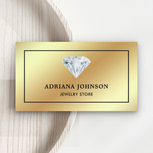 Guld Folie Solitaire Diamant Smyckesalong Juvelera Visitkort
