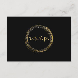 Guld Folie & Svart Modern Glamour Cirkel RSVP-kort OSA Kort
