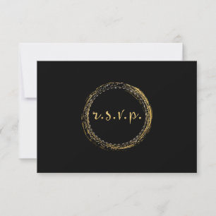 Guld Folie & Svart Modern Glamour Cirkel RSVP-kort OSA Kort