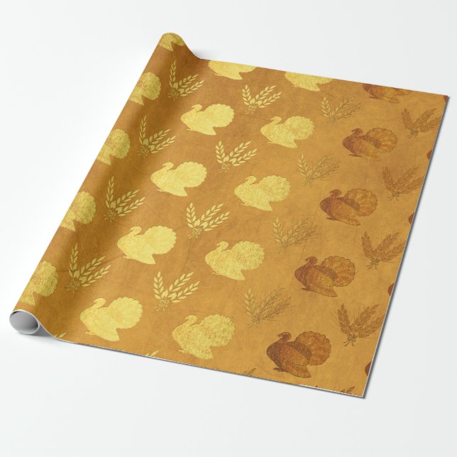 Guld Folie Tacksgiving Presentpapper (Utrullad)