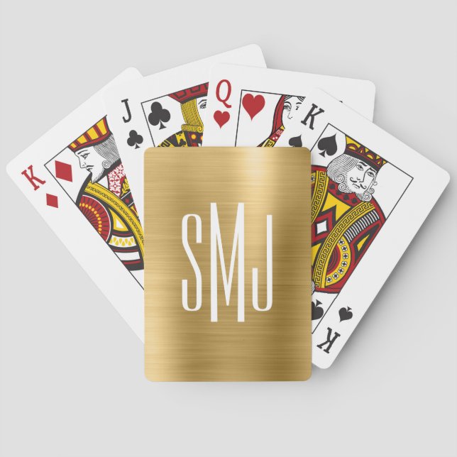 Guld Folie Trebokstavsmonogram Casinokort (Baksidan)