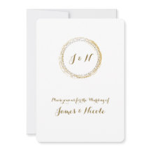 Guld Folie Vit Glans Glamourcirkulära Inbjudningar