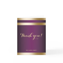 Guld folieränder Elegant lila bröllop tack