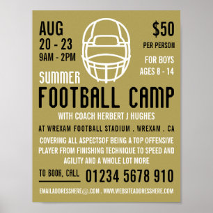 Guld Football Helmet, reklam för fotbollskameror Poster