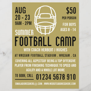 Guld Football Helmet, reklam för fotbollskameror Reklamblad