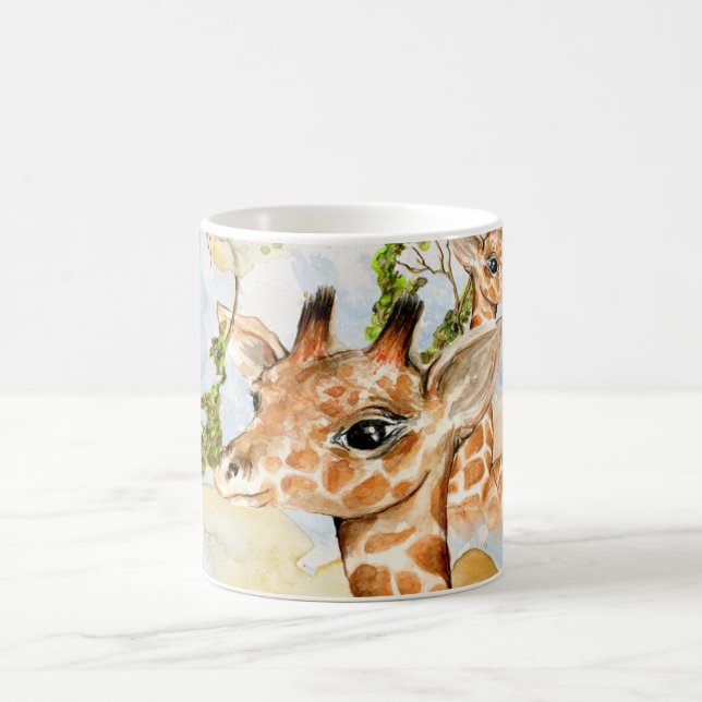 Guld för djur för Savanna för babygiraffafrika Kaffemugg (Center)