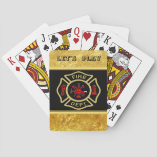 Guld för emblem för för brandstationlogotypguld casinokort