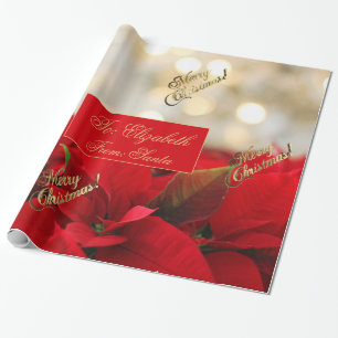 Guld för fauxen för röd julstjärnajul skrivar presentpapper