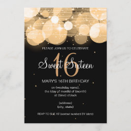 Guld för för sweet sixteenpartyglöd & gnistra inbjudningar