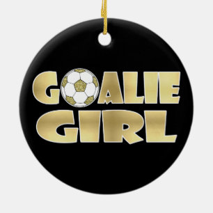 Guld för fotbollGoalieflicka Julgransprydnad Keramik