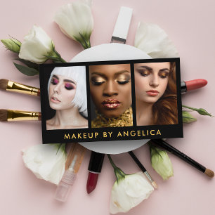 Guld för foto för Makeupkonstnär 3 Visitkort