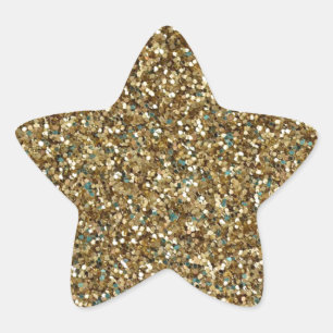 GULD- för GLITTERSTJÄRNA (för faux) KLISTERMÄR Stjärnformat Klistermärke