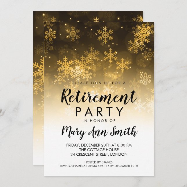 Guld för gnistra för helgdag för inbjudningar (Fram/baksida)