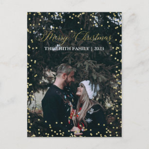 Guld för god jul pricker helgdagfotovykortet meddelande vykort