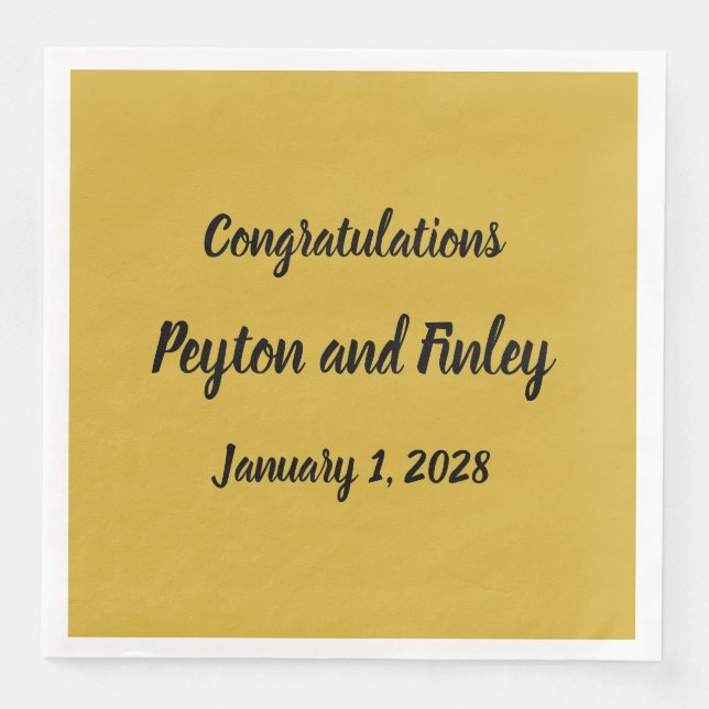 Guld för grattis Penselpenselpenselskript Pappersservett (Framsida)