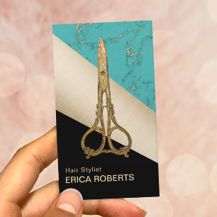 Guld för hårsalongvintage Scissor modernt Visitkort