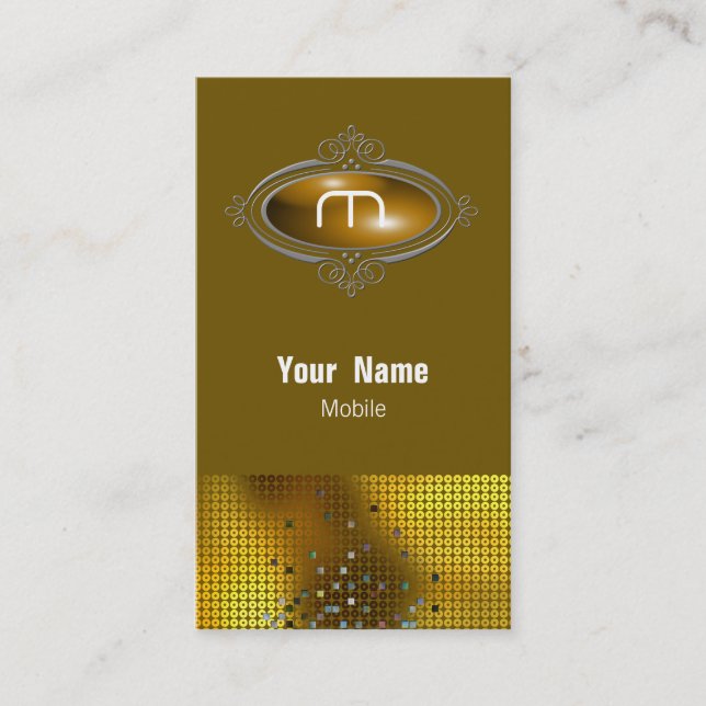 Guld för M-SequinMonogram Visitkort (Framsida)