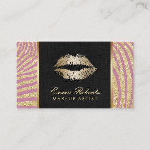 Guld- för Makeupkonstnär modern & rosa zebra Visitkort